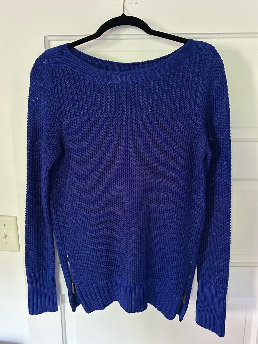 Calvin Klein | Cobalt Blue Bateau Neck Side-Zip Sweater | Small